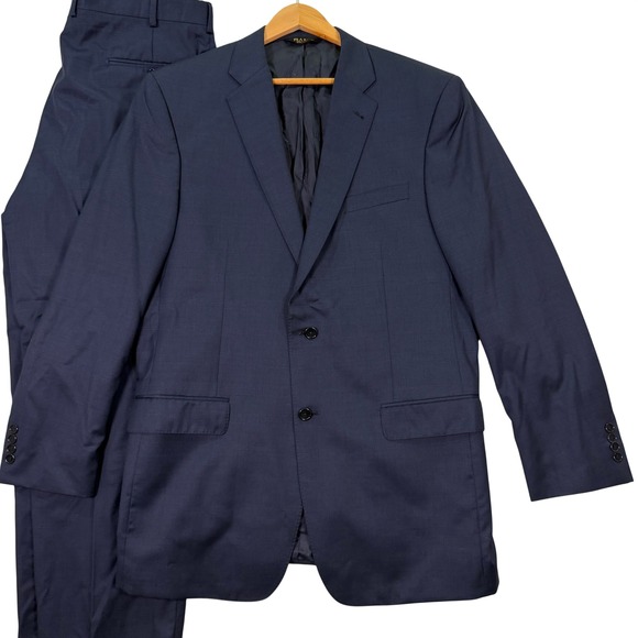 Jos. A. Bank Other - Jos A Bank Mens 44XL Tailored Fit Suit Signature Gold Navy Blue Wool Plaid 36x34